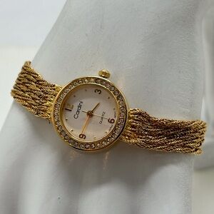 Cardini, Ladies Gold Bracelet Watch With Crystal Bezel